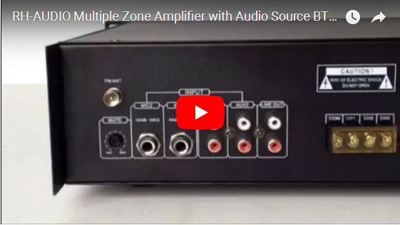 Amplificador de zona múltiple RH-AUDIO con fuente de audio BT / USB / FM