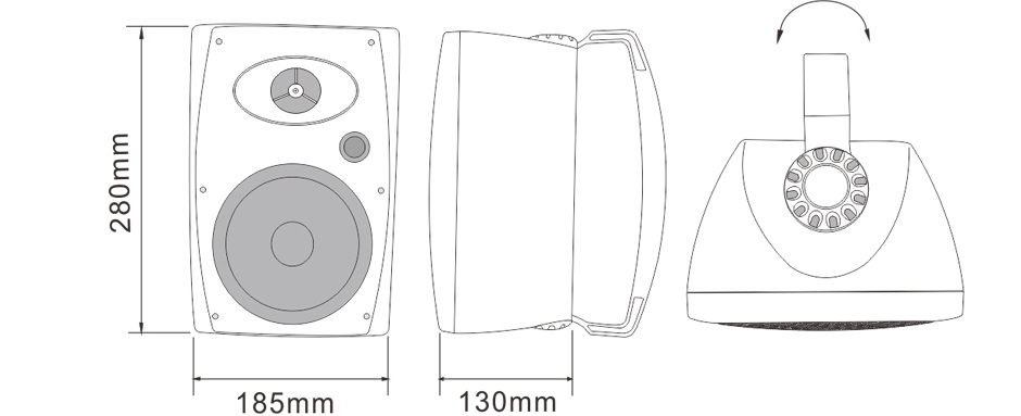 RH-AUDIO Two Way Sound Reinforcement Speaker RH-MS65 Size